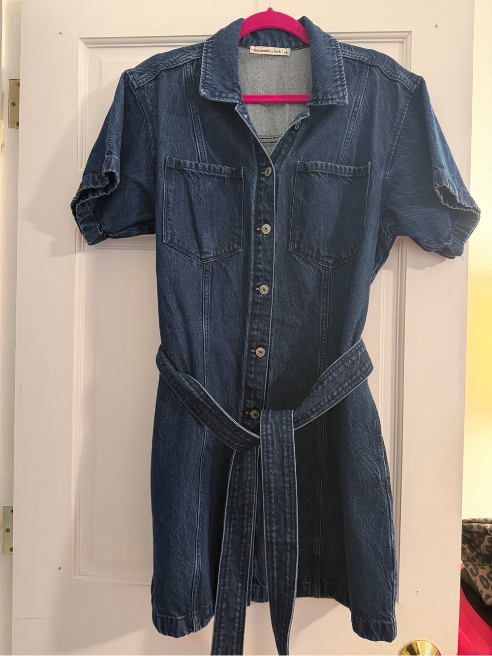 Abercrombie & Fitch Dark Blue Denim Shirt Dress with Tie Belt